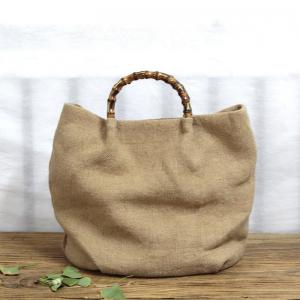 Cotton Linen Plain Handbag Versatile Shoulder Bag for Woman