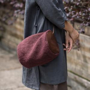 Casual Style Cotton Linen Barrel Bag Vintage Shoulder Bag