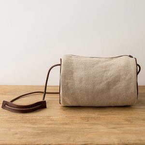 Casual Style Cotton Linen Barrel Bag Vintage Shoulder Bag