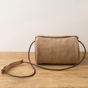 Casual Style Cotton Linen Barrel Bag Vintage Shoulder Bag