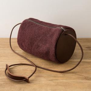 Casual Style Cotton Linen Barrel Bag Vintage Shoulder Bag