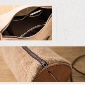 Casual Style Cotton Linen Barrel Bag Vintage Shoulder Bag