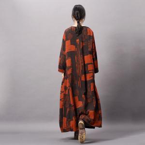 Color Blocks Loose Maxi Dress Vacation Silk Tent Dress