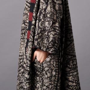 Ethnic Paisley Printed Vintage Fit and Flare Dress Plus Size Cotton Linen Clothing