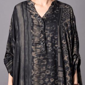 Tribal Novelty Printing Flared Dress Bat Sleeve Plus Size Kaftan