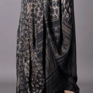 Tribal Novelty Printing Flared Dress Bat Sleeve Plus Size Kaftan