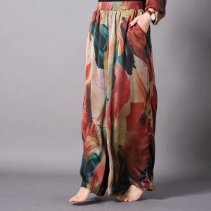 Asymmetrical Printed Silk Blouse with Tencel Palazzo Pants