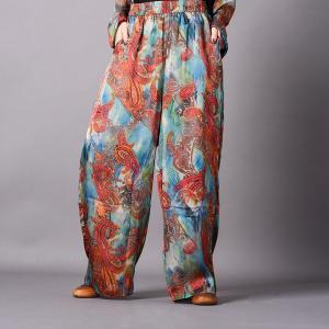 Comfy Style Ethnic Pattern Silk Sets Plus Size Vintage Two-Pieces
