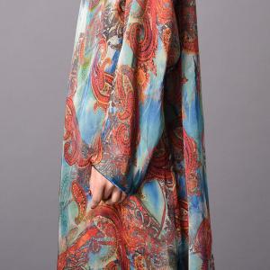 Comfy Style Ethnic Pattern Silk Sets Plus Size Vintage Two-Pieces