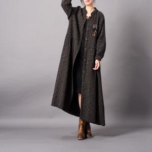 Floral Patchwork Plaids Cardigan Cotton Linen Loose Outerwear