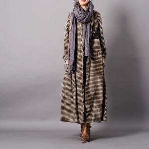 Floral Patchwork Plaids Cardigan Cotton Linen Loose Outerwear