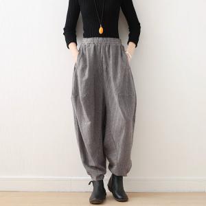 Pinstriped Linen Yoga Pants Fashion Genie Pants for Womam