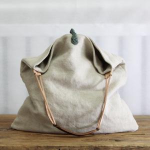 Special Buttons Cotton Linen Shoulder Bag Plain Tote Bag  for Woman