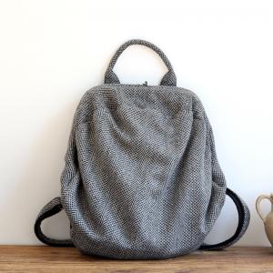 British Style Woolen Backpacks Plain Korean Handbag