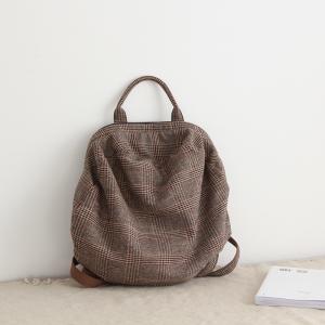 British Style Woolen Backpacks Plain Korean Handbag