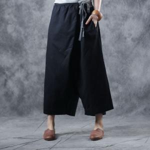 Casual Style Cotton Harem Pants Bowknots Designer Wide Leg Trousers