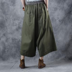 Casual Style Cotton Harem Pants Bowknots Designer Wide Leg Trousers