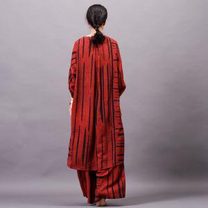 V-Neck Striped Asymmetrical Oversized Shirt with Silky Wide Leg Pants