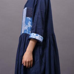 Organic Ramie Patchwork Oversized Shirt Dress Designer Wrap Dress