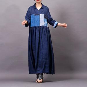 Organic Ramie Patchwork Oversized Shirt Dress Designer Wrap Dress