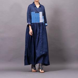 Organic Ramie Patchwork Oversized Shirt Dress Designer Wrap Dress