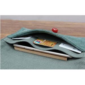 Agate Button Cotton Linen Clutch Bag Vintage Plain Bag