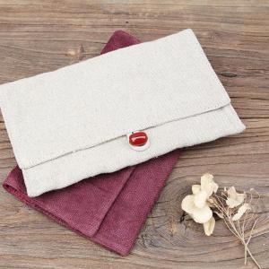 Agate Button Cotton Linen Clutch Bag Vintage Plain Bag