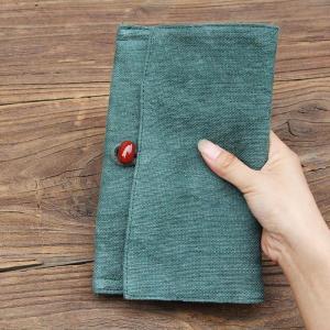 Agate Button Cotton Linen Clutch Bag Vintage Plain Bag