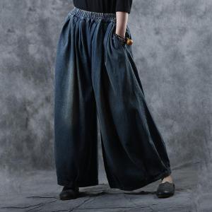 Vintage Style Denim Balloon Pants  Cotton Plus Size Baggy Jeans
