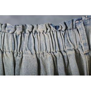 High-Waist Maxi Frayed Skirt Loose Denim Ripped Skirt