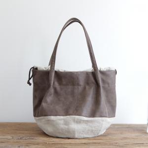Linen Splicing Bucket Bag Fashion Womans Handbag