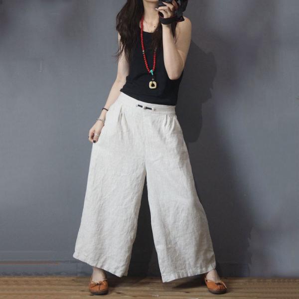 Spring Fashion Minimalist Pants Flax Vintage Palazzo Pants