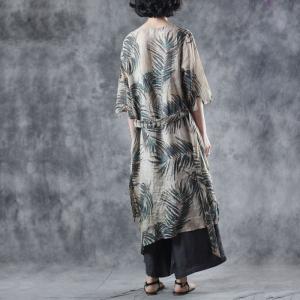 Senior Women Green Trees Wrap Dress Oversized Blouse Dress