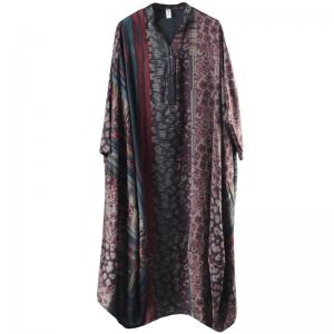 Large Size Silky Caftan Dress Vintage Balloon Boho Dress