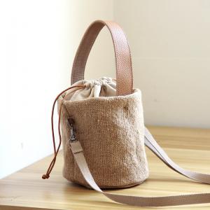 Solid Color Drawstring Bucket Bag Small Handbag for Woman in Black ...