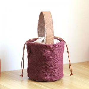 Solid Color  Drawstring Bucket Bag Small Handbag for Woman