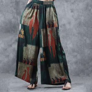 Comfy Silky Oversized T-shirt with Artistic Printed Wide Leg Trousers