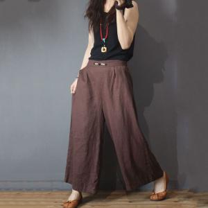 Spring Fashion Minimalist Pants Flax Vintage Palazzo Pants