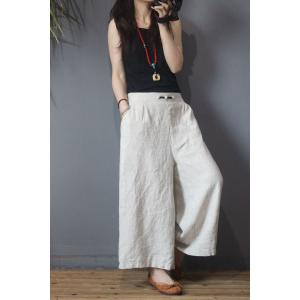 Spring Fashion Minimalist Pants Flax Vintage Palazzo Pants