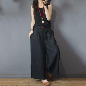 Spring Fashion Minimalist Pants Flax Vintage Palazzo Pants