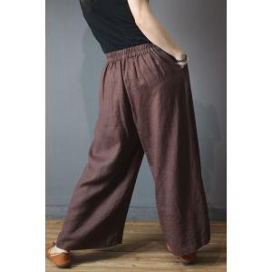 Spring Fashion Minimalist Pants Flax Vintage Palazzo Pants in Black ...