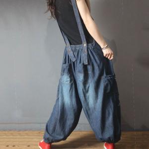 Comfy Style Backless Flared Overalls Plus Size Distressed Jean Jumpsuits