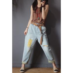 Korean Style Colorful Harem Jeans Womans Ripped Skinny Jeans