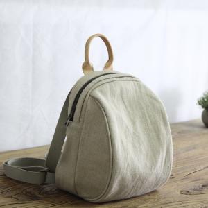 Korean Style Cotton Linen Handbag Small Backpack for Woman