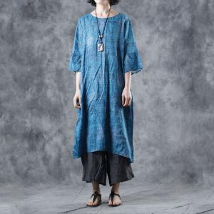Flare Sleeve Blue Short Dress Cozy Casual  Resort Wear