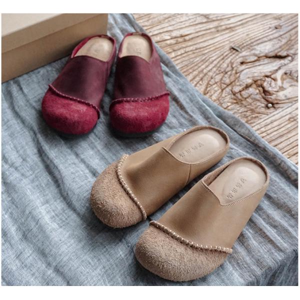 Summer Style Genuine Leather Sandals Comfy Flats for Senior Woman
