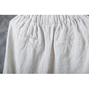 Solid Color Flax Straight-Leg Pants Casual Comfy Summer Harem Pants