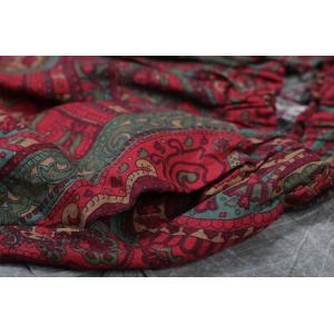 Folk Style Printed Trousers Senior Womans Paisley Pants