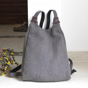 Preppy Style Korean Plain Hemp Backpacks for Woman