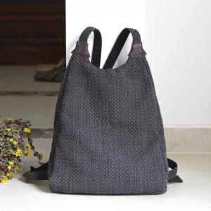 Preppy Style Korean Plain Hemp Backpacks for Woman